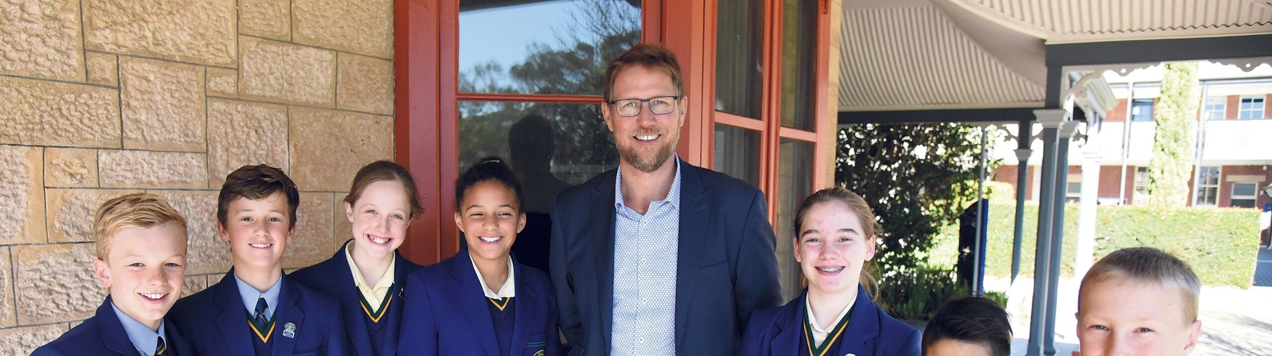 Dr Harris with Junior School students