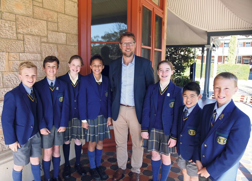 Dr Harris with Junior School students