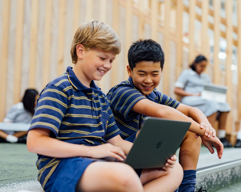 Middle School Students on laptop