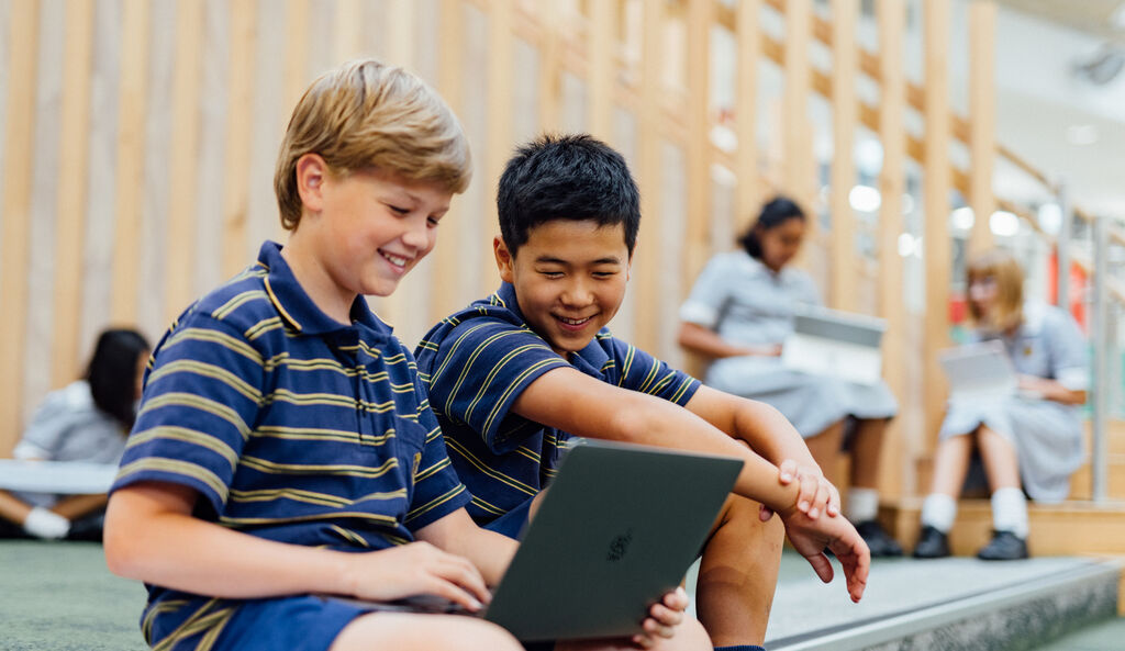 Middle School Students on laptop