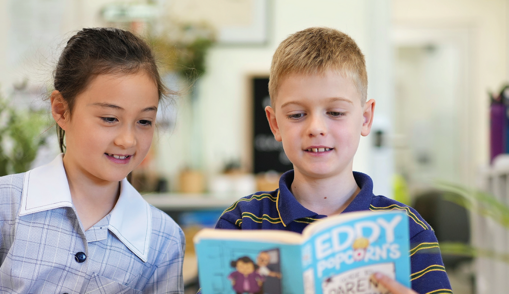 Junior school students reading