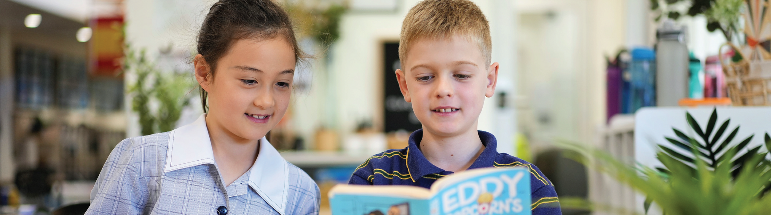 Junior school students reading