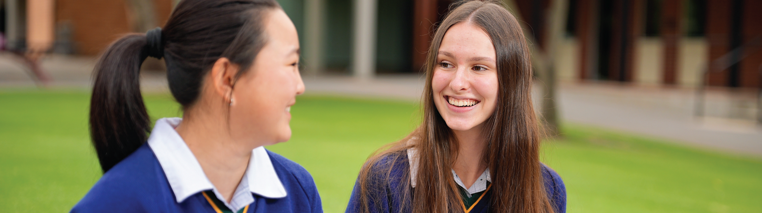 Senior student talking outside