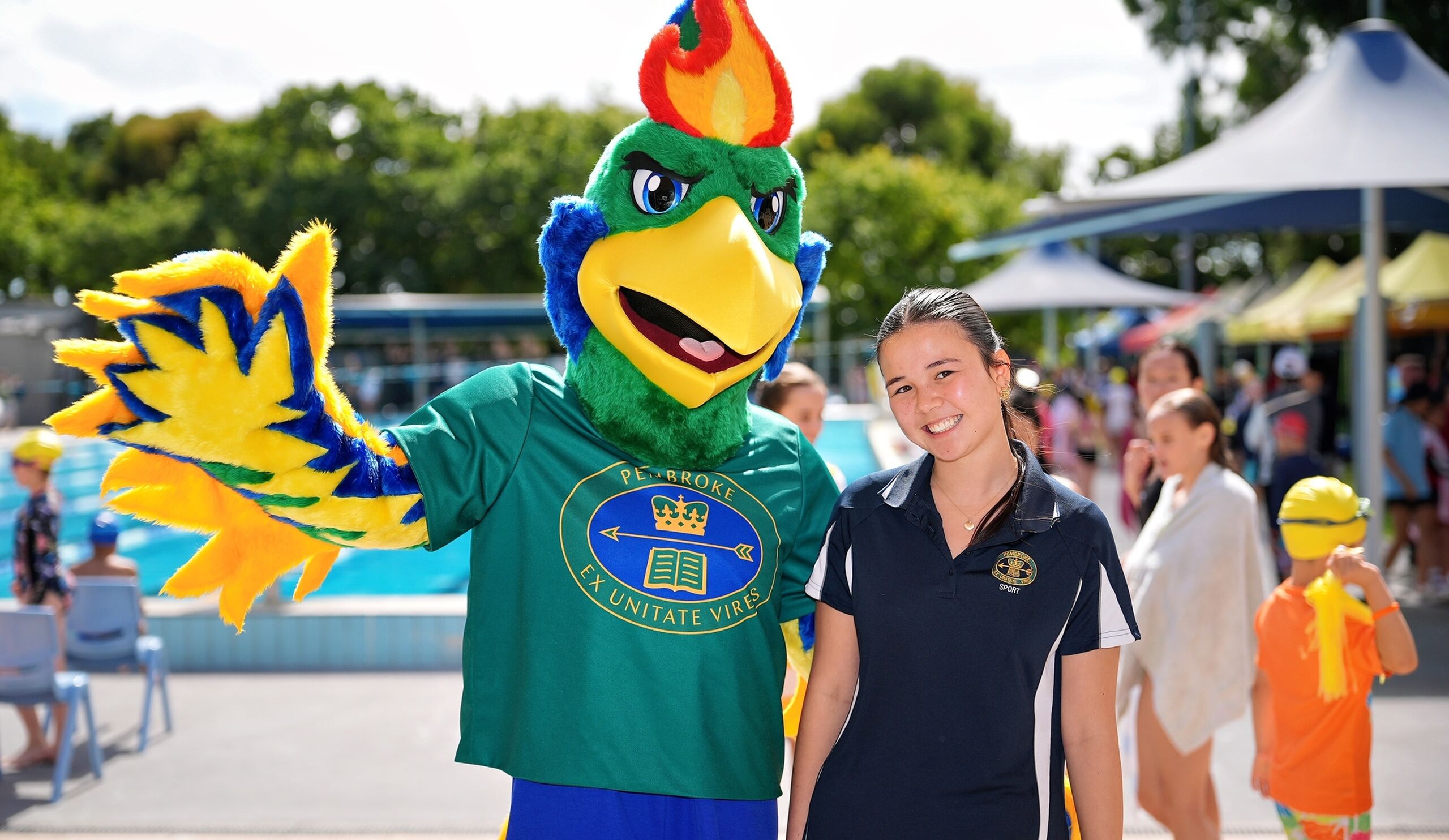 Pembroke Phoenix with Chloe Allen 2024 who first pitched a phoenix in the School wide competition