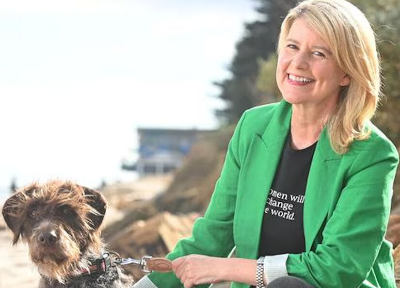 Natasha Stott Despoja with dog at the beach 2026