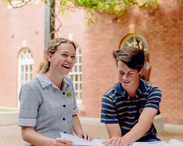 Senior students studying together