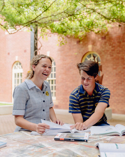 Senior students studying together