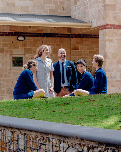 Teacher and students on the Girton Campus