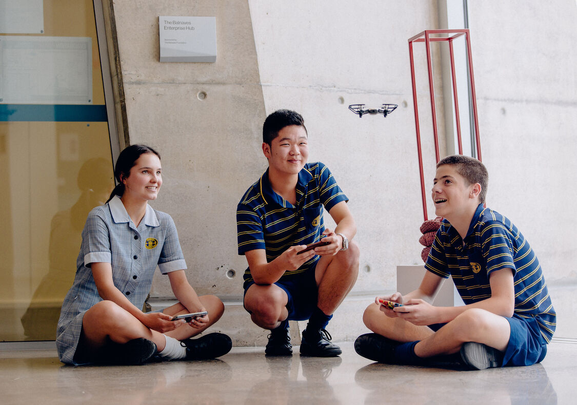Students flying drone