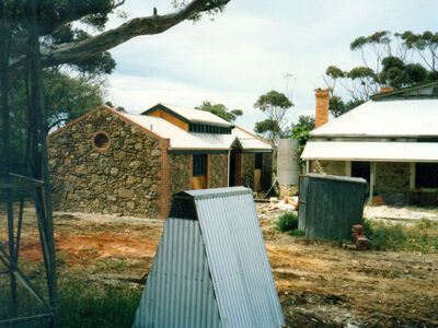 Construction of ablution block at Old Watalunga in November 1989