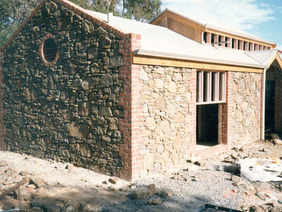 Construction of ablution block at Old Watalunga in 1989