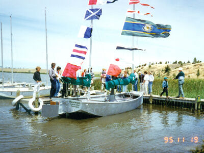 Boats and flags at Old Watalunga in November 1995