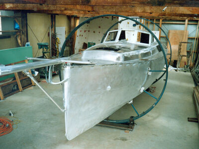 Construction of Ocean Sunrise boat at Old Watalunga in 1990