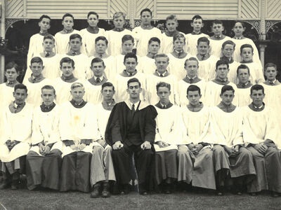 King's Choir with Rev. Angas Holmes in 1957