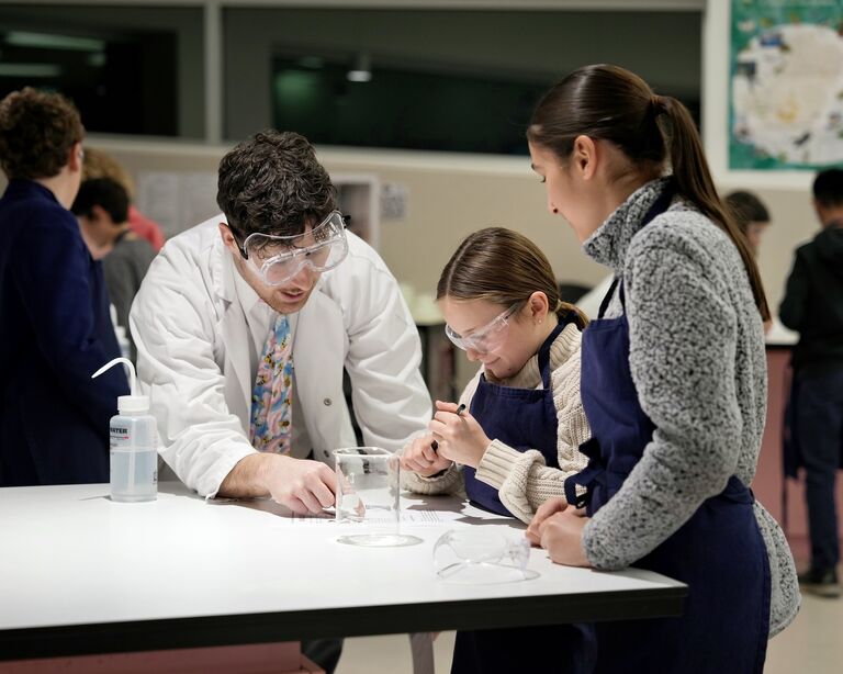 Year 7 student with science teacher