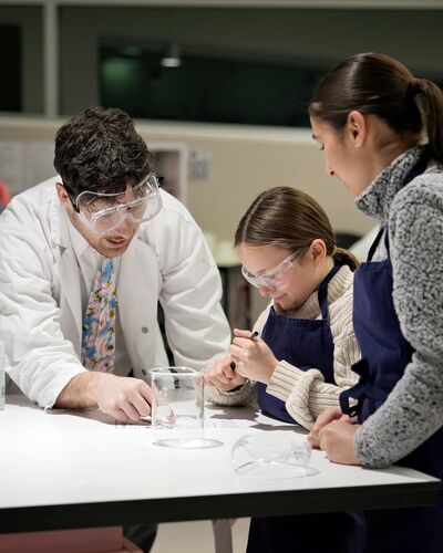 Year 7 student with science teacher