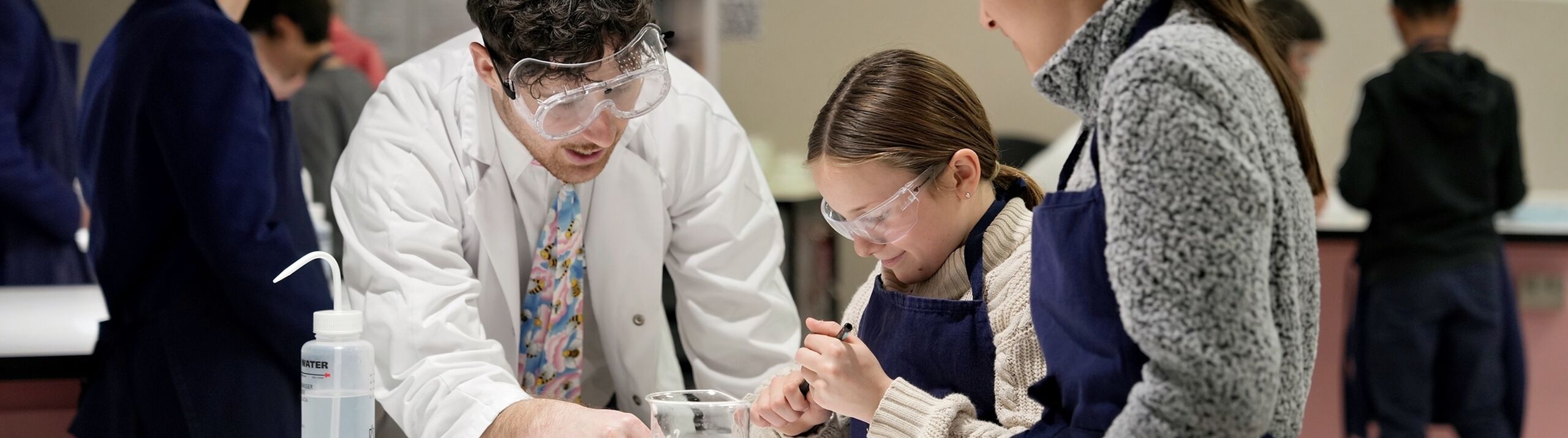 Year 7 student with science teacher