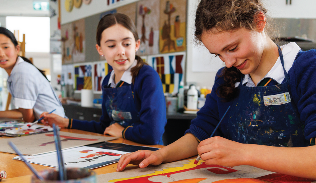 Students in art class