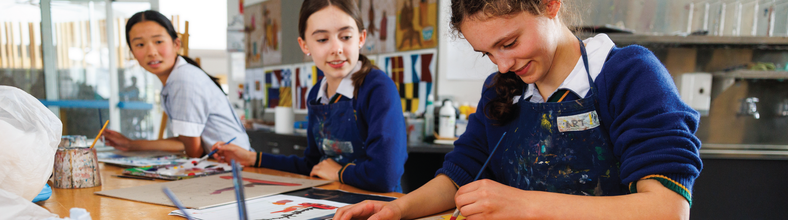 Students in art class