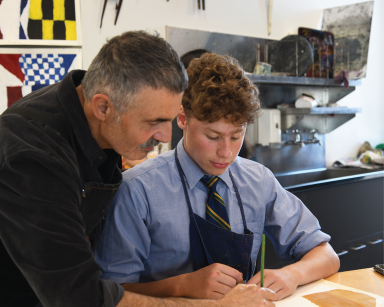 Artist in residence with student thumbnail